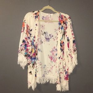 Floral Fringe Kimono